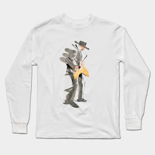 Saxophonist Musician Watercolor Drawing Long Sleeve T-Shirt